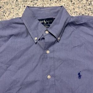 Ralph Lauren Men's Checkered Blue Button-Down Shirt